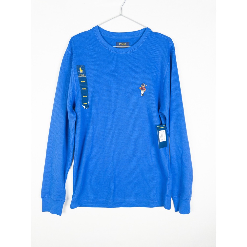 Polo Ralph Lauren Polo Bear Thermal Long Sleeve Shirt Mens M Blue Preppy NWT
